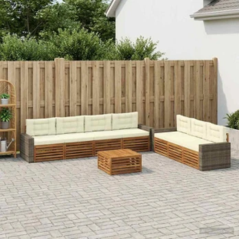 Lauko sofos komplektas 8 pcs Natūralus ir grietinėlė