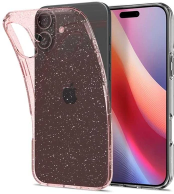 Dėklas Spigen Liquid Crystal Glitter, Rose Quartz - iPhone 16