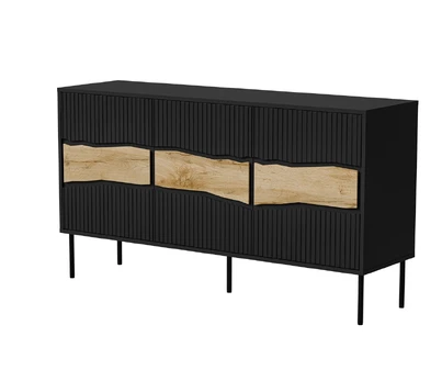 Cama INSERTO 3D komoda 143,5x40x80 juoda + LED