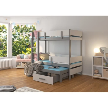 Three-person bunk bed with mattresses ETAPO 180x80