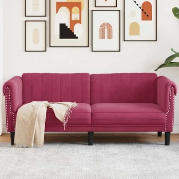 Dvivietė sofa, raudonojo vyno spalvos, aksomas