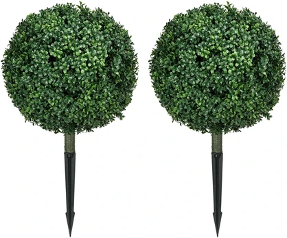 Aosom Dirbtinių buksmedžių 2 vnt. rinkinys, žalias, 70 cm