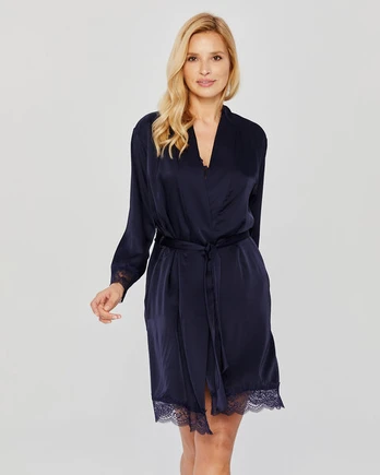 Chalatas moterims Mona Satin (Navy)