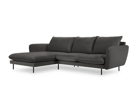 Velvet Left Corner Sofa, "Vienna", 5 Seats, 255x170x95 Made in Europe