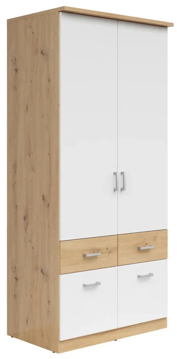 Spinta Brando 2, balta/artisan oak, 58 cm x 91 cm x 199 cm