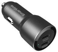 Dėklas SMARTLINE Car charger 2xUSB-C PD 12V juodas