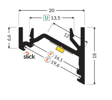 LED juostos kampinis profilis CORNER12.v2, baltas, 3m