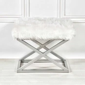 Pouffe Capraz Plush - Silver, Baltas kaina
