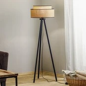 Grindų šviestuvas Boho džiutas & juodas, aukštis 145 cm