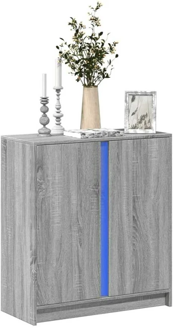 Šoninė spintelė su LED, pilka ąžuolo, 77x34x85cm, mediena