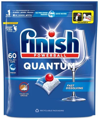 Indaplovių kapsulės FINISH Powerball Quantum Fresh, 60 vnt.
