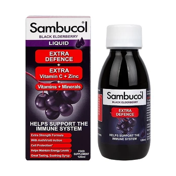 SAMBUCOL EXTRA DEFENCE BLACK ELDERBERRY maisto papildas, skystis, 120 ml