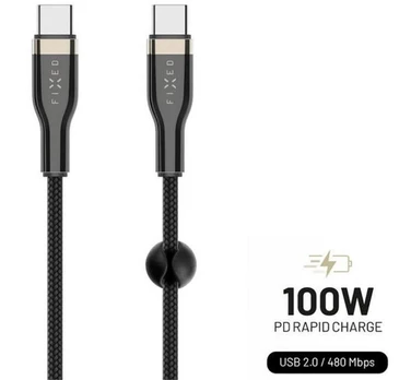 FIXED Braided Cable USB-C/USB-C, 1,2m, 100W, Black