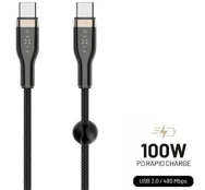 FIXED Braided Cable USB-C/USB-C, 1,2m, 100W, Black kaina