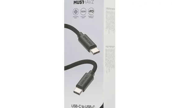 Įkrovimo laidas MUSTHAVZ, USB-C į USB-C pintas laidas, 1 m, 100W, juodos sp., MHBRCABUSBCB