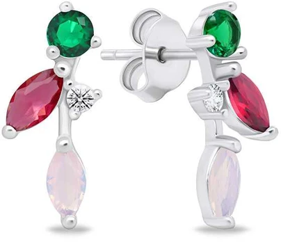 Brilio Silver Playful sidabrinis earrings with colored zircons EA776WRBW