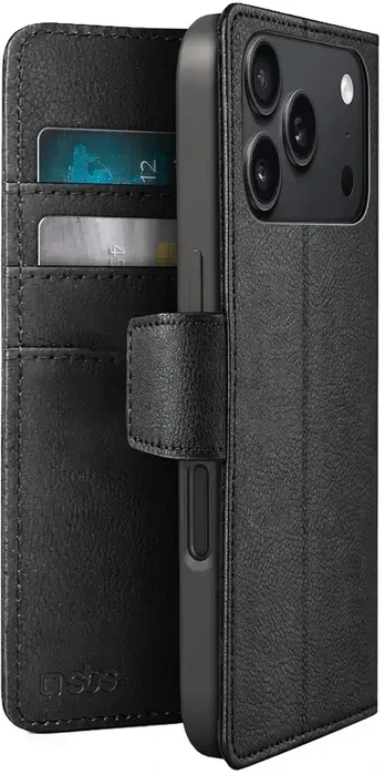 Dėklas SBS Wallet Classic Case for iPhone 18 Pro Max with Wallet and Stand - Juodas