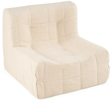 Promotion Grindų sofa, teddy pliušas ir putos, balta, 86 x 86 x 72 cm