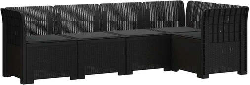 5-vietė sodo sofa su pagalvėlėmis Rataninio išvaizdos PP