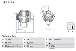 BOSCH 0 986 048 301 Kintamosios srovės generatorius