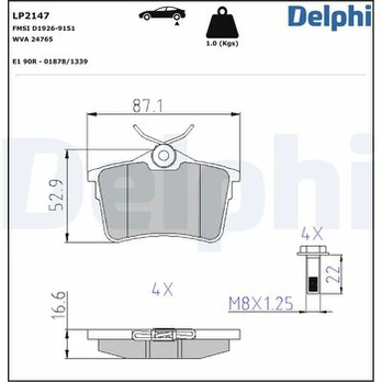 DELPHI LP2147 Brake pad set