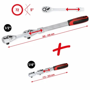 1/4´´ + 1/2´´ telescopic reversible ratchet set, 2 pieces, KS Tools