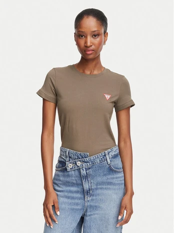 Guess Marškinėliai W2YI44 J1314 Chaki Regular Fit