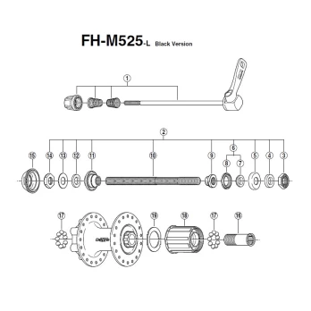 Galinė įvorė Shimano DEORE FH-M525 Disc 6-bolt 9/10-speed-32H