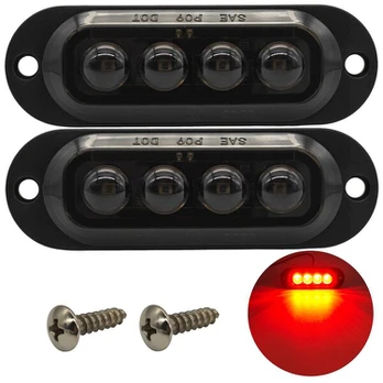 Dūminis 4 LED gabaritinis žibintas 12-24V, 2 vnt. - raudonas