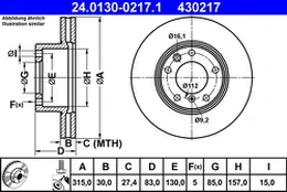ATE 24.0130-0217.1 Brake Disc