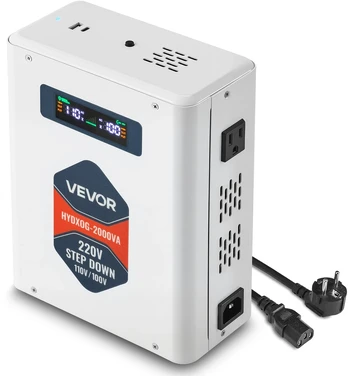 Įtampos keitiklis-transformatorius 2000 VA. 220 V į 110 V. su USB išvestimi