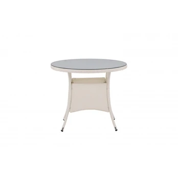Lauko stalas Volta, ø 90 cm, Balta/Stiklas