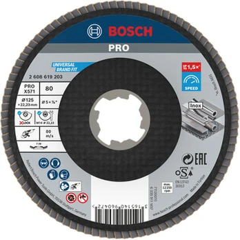 Gaubtas žiedlapinis diskas BOSCH X-LOCK, D 125 mm, K 80, lenktas