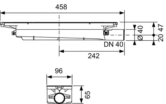 TECEdrainprofile sifonas, šoninis pajungimas, DN40