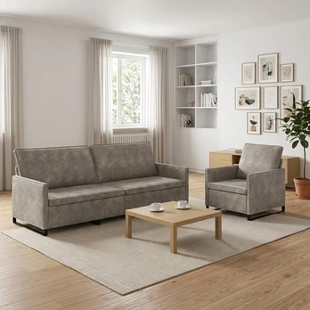 Sofa Sofos komplektas 2 vnt. Šviesiai pilka Dirbtinė zomša