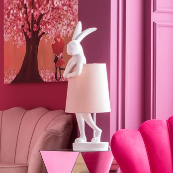 KARE Animal Rabbit stalinė lempa balta/rožinė