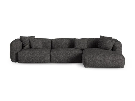 Boucle Modular Right Corner Sofa, "Martina", 3 Seats, 370x176x75, Anthracite