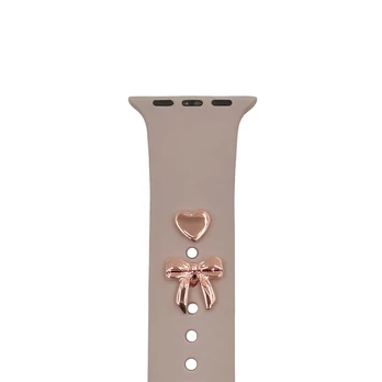 Pin Charms set for watch straps bow rose auksinis