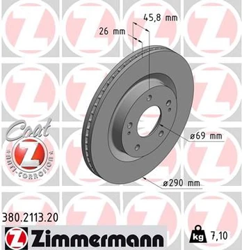 Stabdžių diskas ZIMMERMANN 380.2113.20