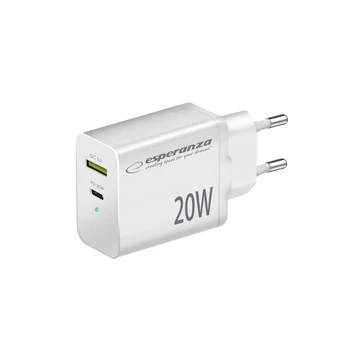 Esperanza EZC105W Wall charger Type C 20W + USB QC3.0 18W