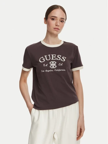 Guess Marškinėliai V6YI18 K4320 Ruda Regular Fit