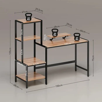 Rašomasis stalas Homcom 150x48x125cm., rudos/juodos spalvos