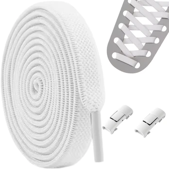 Tamprūs batų raišteliai be rišimo 100cm, balti (2 vnt.)