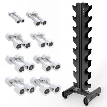 SET CHROMED DUMBBELLS CHD 2 x 1 - 8 KG (72 KG) + RACK STR36 HMS