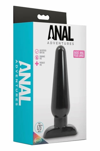 Anal Adventures Basic Anal Plug Large - Tapered PVC, 16.5 cm, Black