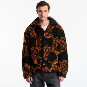 Daily Paper Burned Shield Fur Jacket Black - Dydis M (2610134 Striukės)