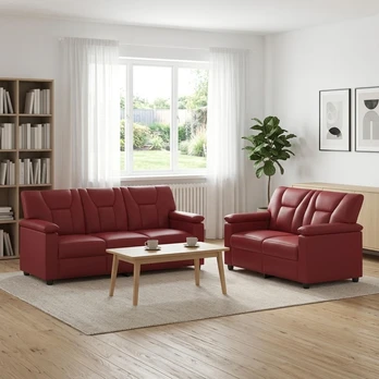 Sofa Sofos komplektas 2 vnt. Vyno raudona Dirbtinė oda