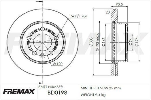 Stabdžių diskas FREMAX BD-0198