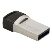 TRANSCEND Flash Disk 64GB JetFlash®890S OTG, USB 3.1 Type-C/A (R:90/W:30MB/s) sidabrinė kaina