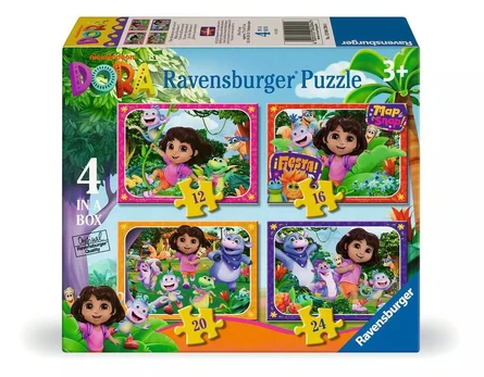 Ravensburger 4 dėlionės „Dora“, 12–24 det., nuo 3 m.